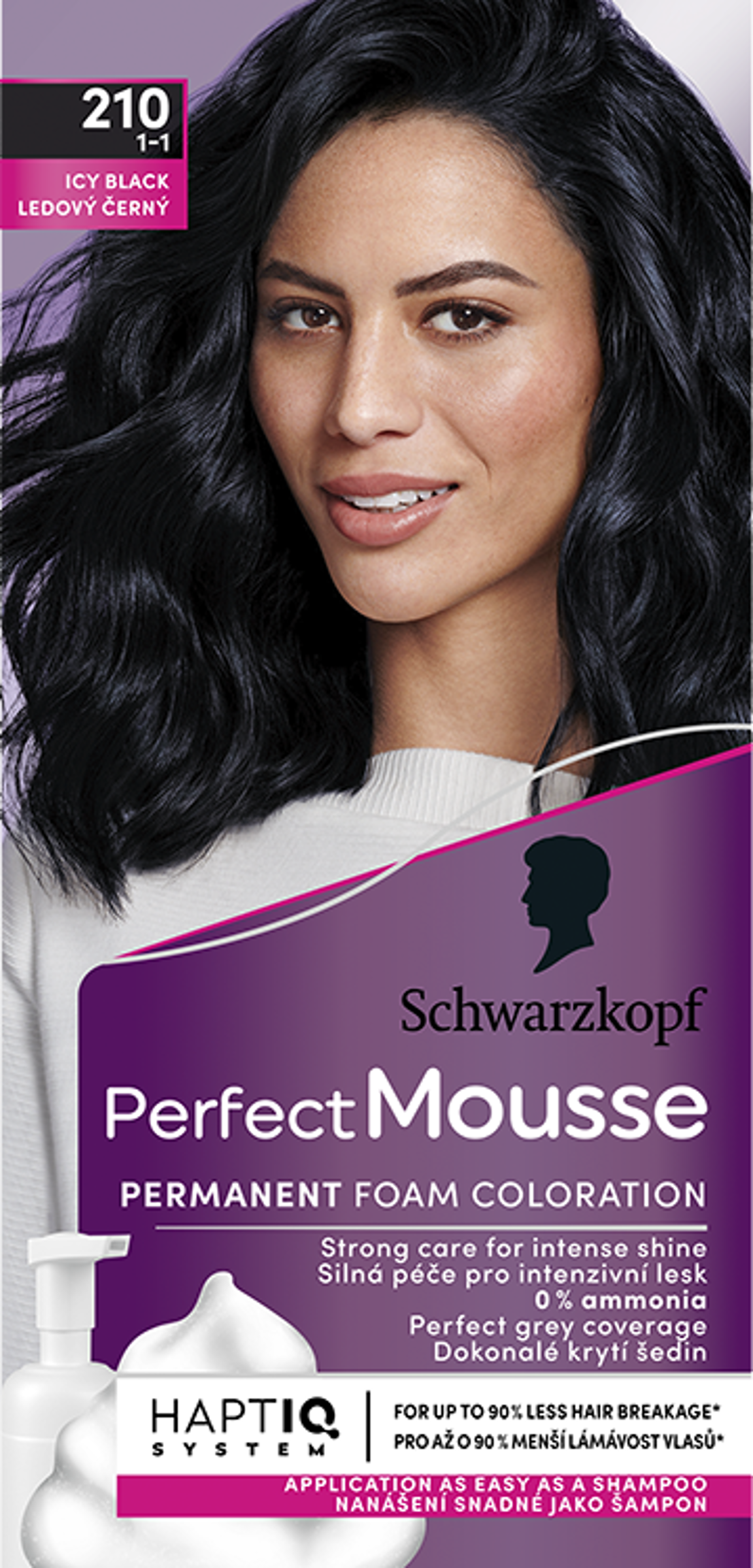 Schwarzkopf Perfect Mousse hab állagú hajfesték 210 jeges fekete