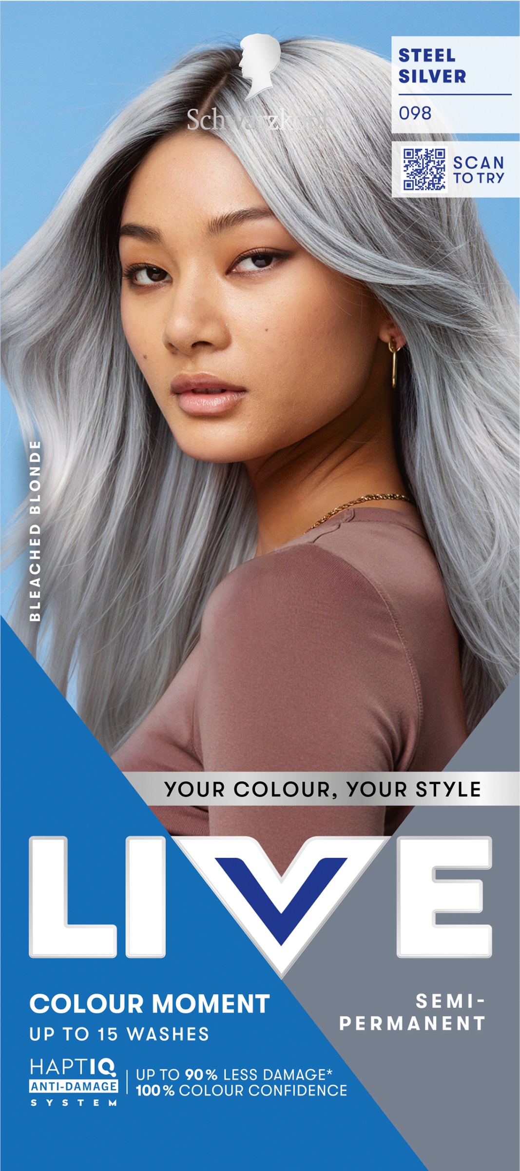 Schwarzkopf Live Color hajszínező 098 Acélos ezüst