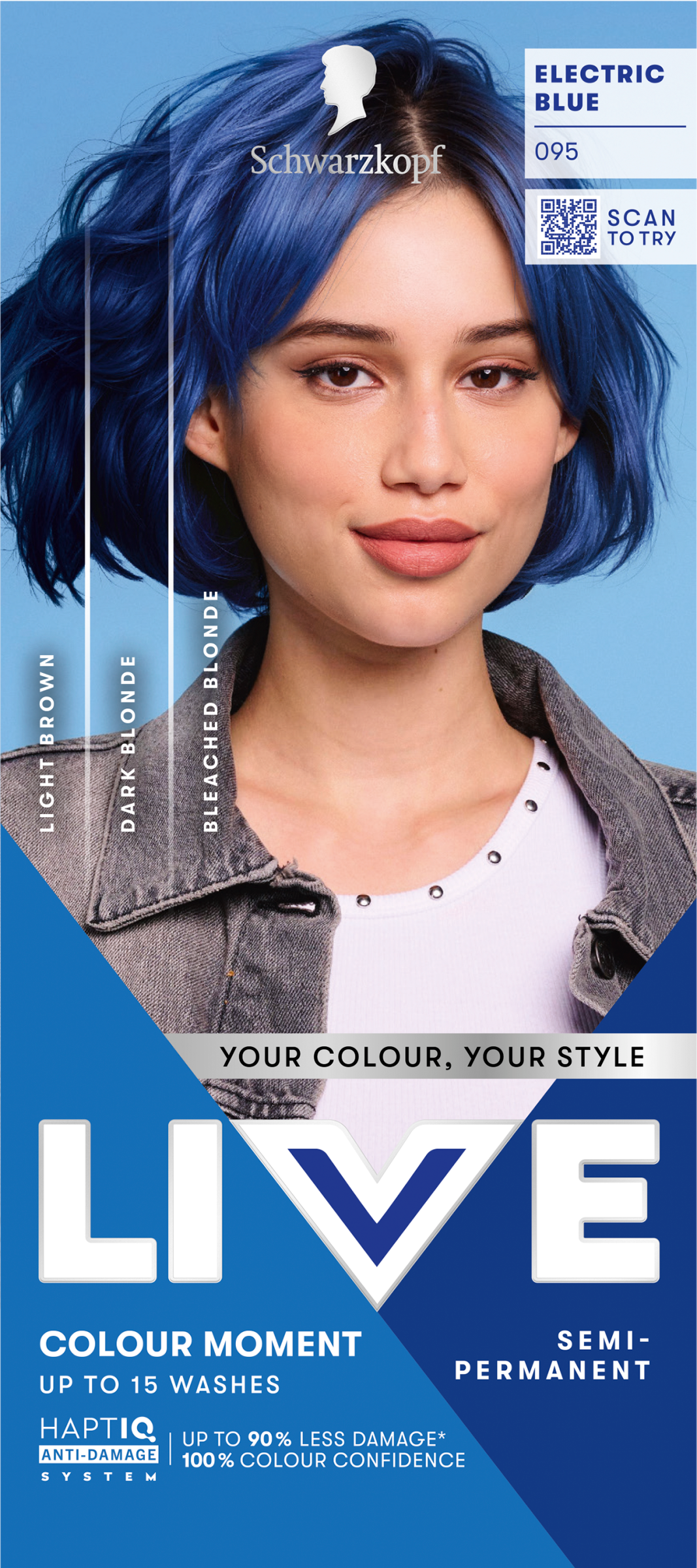 Schwarzkopf Live Color  hajszínező 095 Vibráló kék