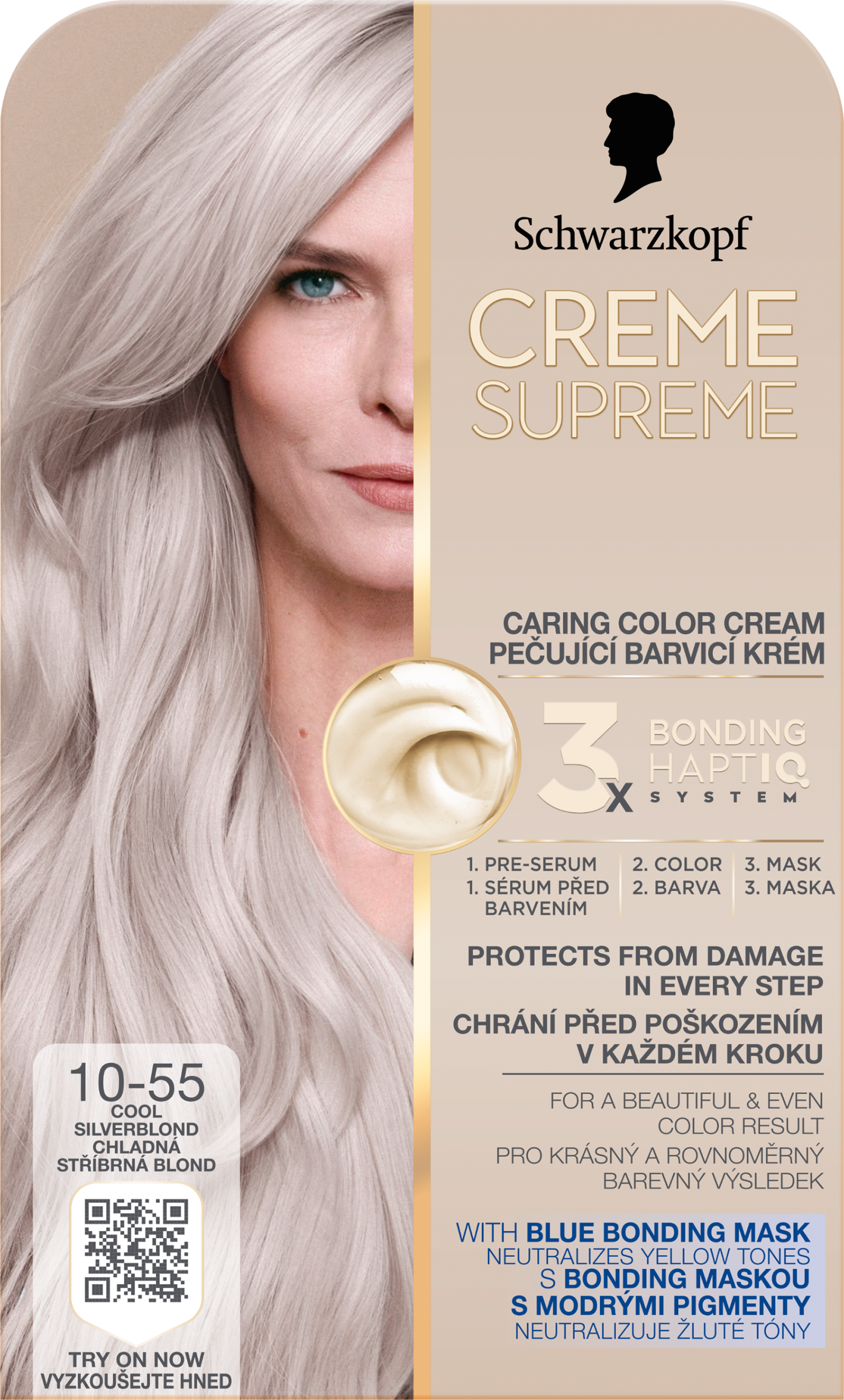 SK Creme Supreme tartós hajfesték 10-55 Hűvös ezüstös szőke