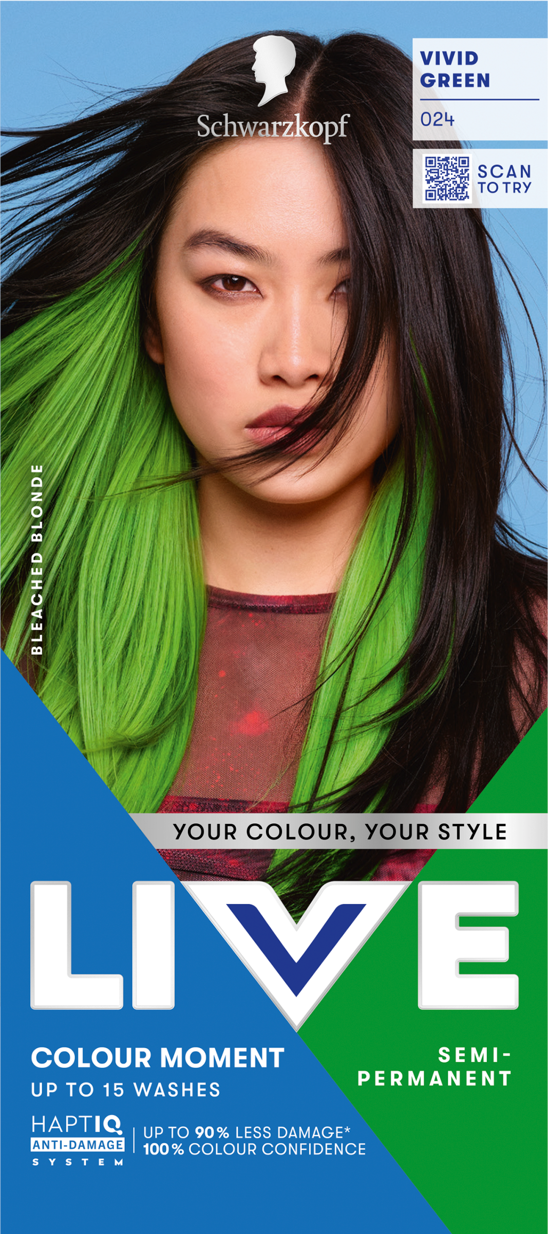 Schwarzkopf Live Color hajszínező 024 Élénk zöld
