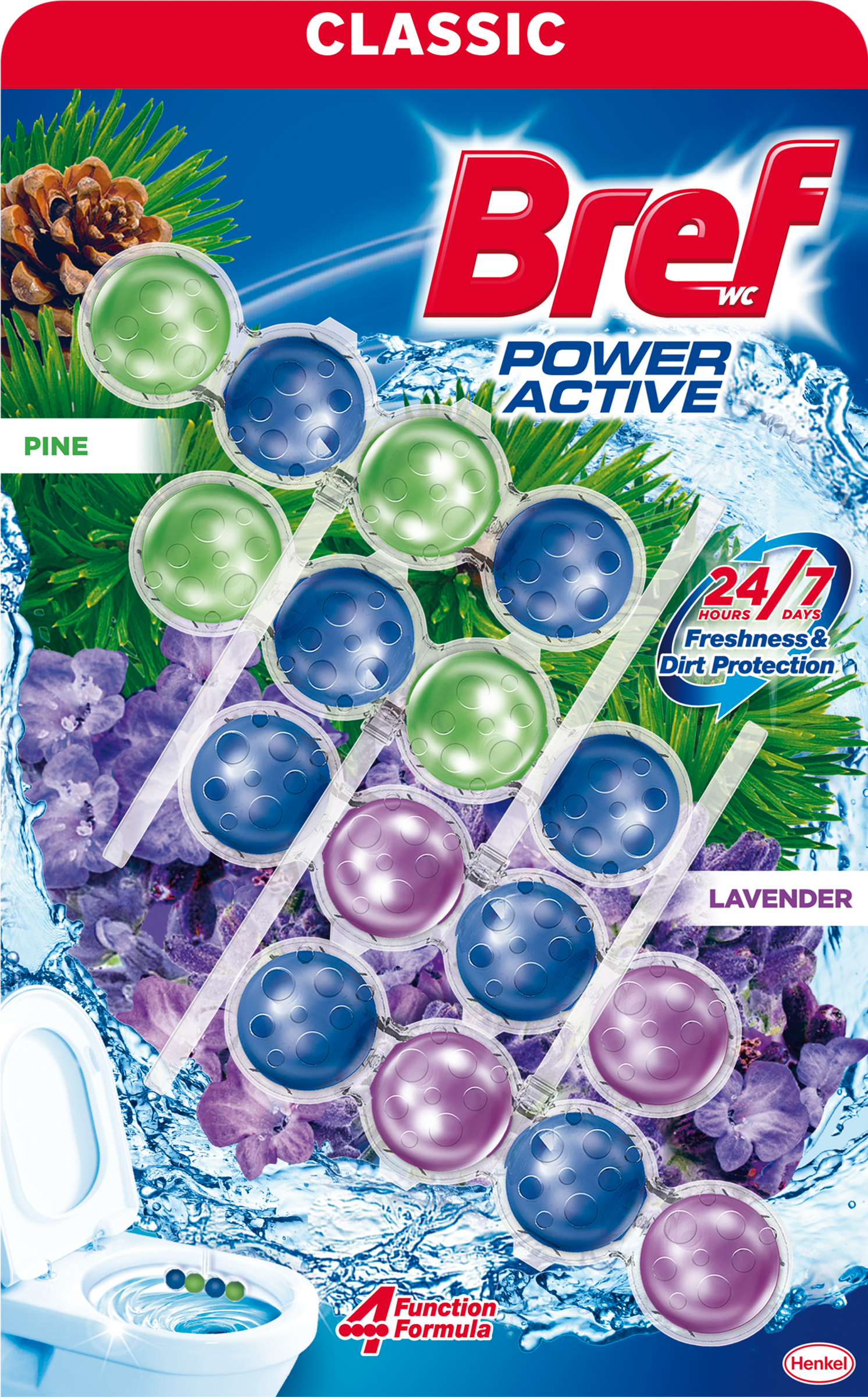 Bref Power Active Pine Lavender toalett frissítő 4x50g