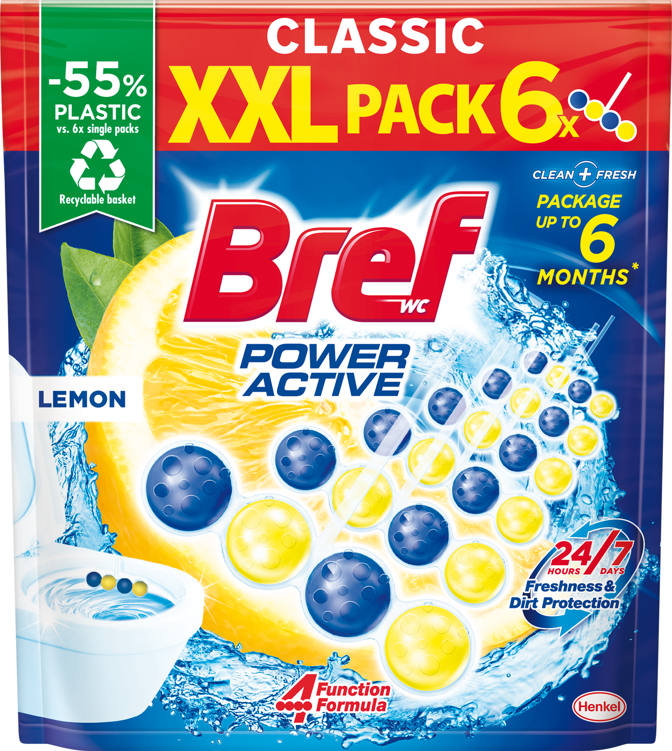 Bref Power Active Lemon toalett frissítő 6x50g