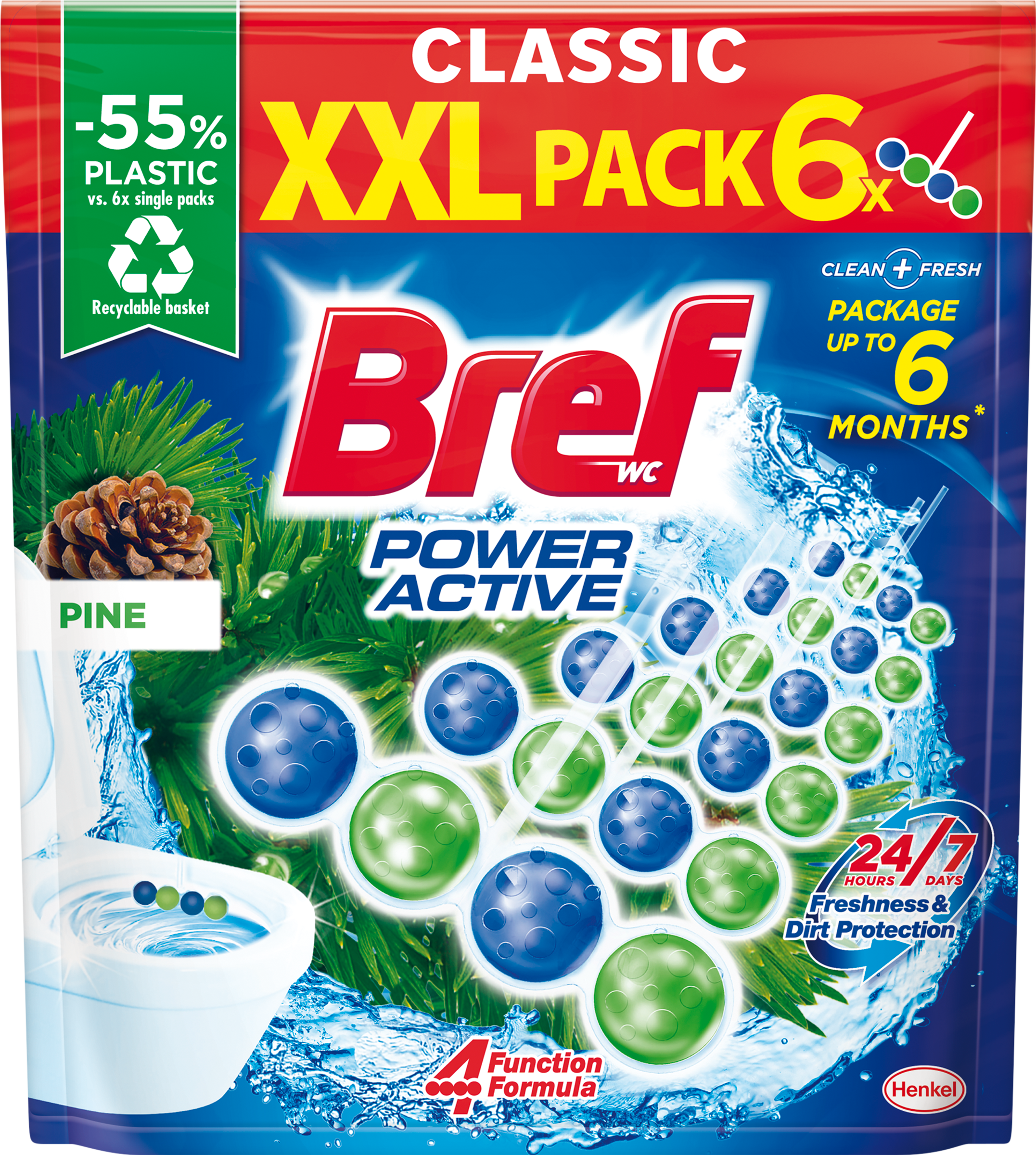 Bref Power Active Pine toalett frissítő 6x50g