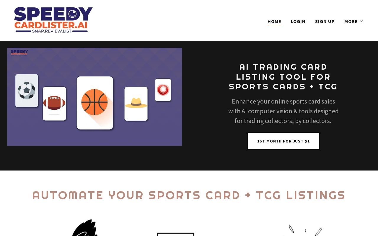 Screenshot of speedycardlister.ai