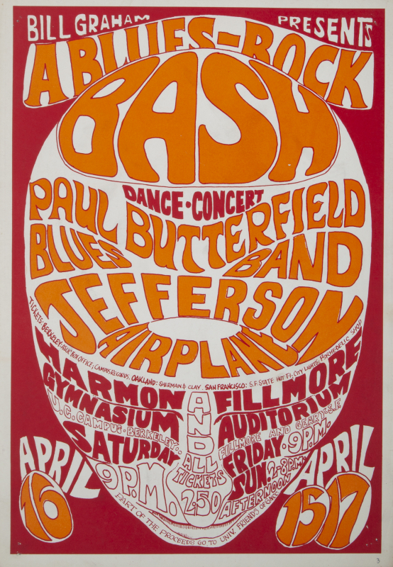 JEFFERSON AIRPLANE / PAUL BUTTERFIELD BLUES BAND CONCERT POSTER