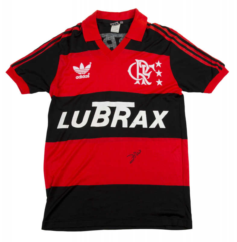 ZICO 1987 FLAMENGO FC MATCH WORN AND SIGNED JERSEY