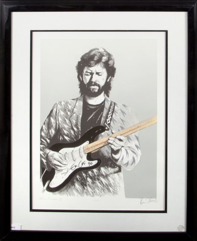 ERIC CLAPTON LITHOGRAPHIC PRINT BY RONNIE WOOD •