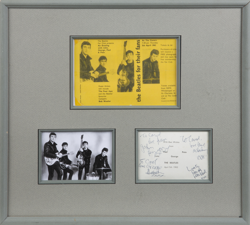 The Beatles Cavern Club 額装写真 サイン入り THE BEATLES WITH PETE BEST SIGNED LIVERPOOL CAVERN CLUB PHOTOGRAPH •