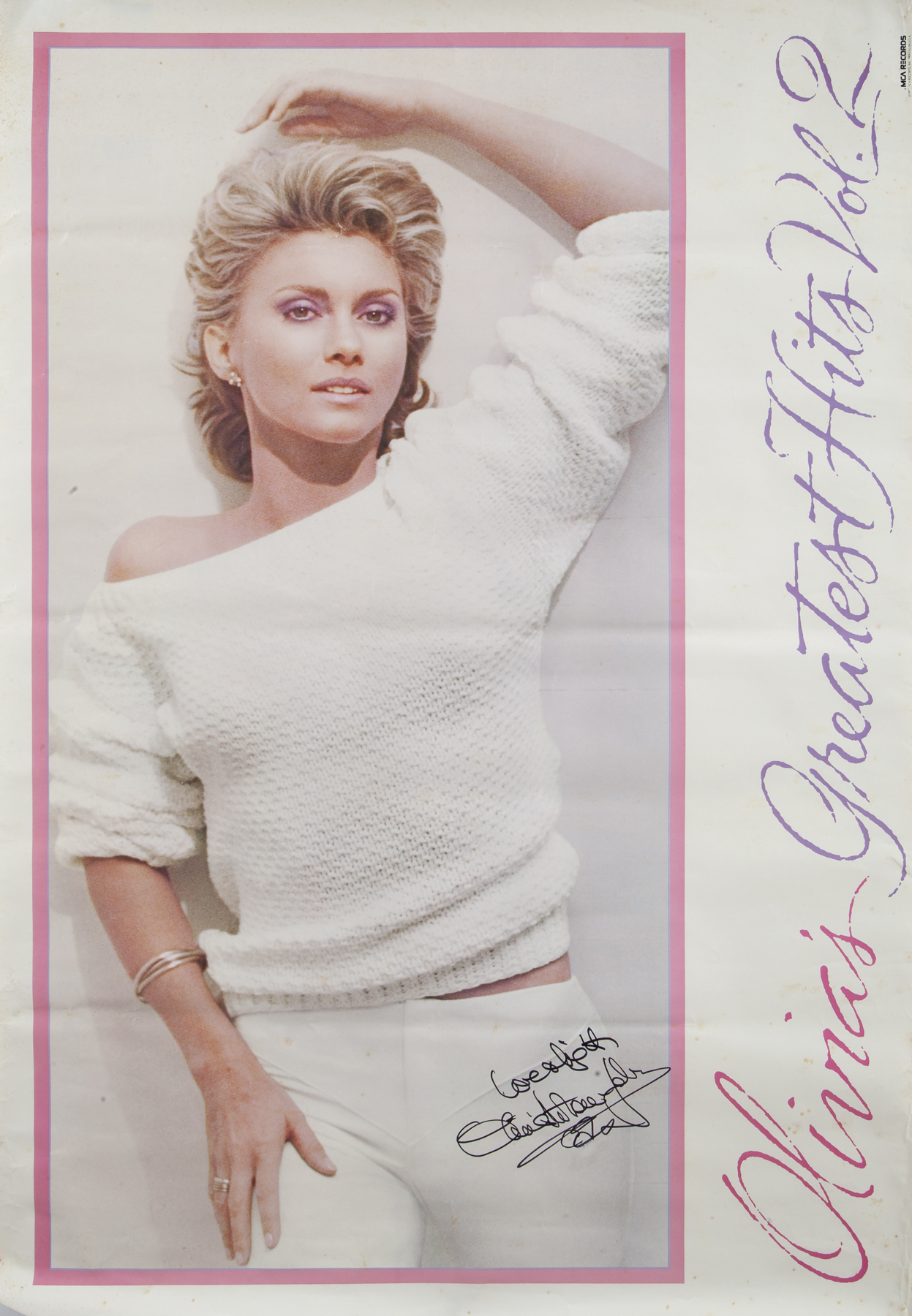 Olivia Newton-John レコード2枚、パンフレット2枚 OLIVIA NEWTON-JOHN OLIVIA'S GREATEST HITS, VOL. 2 SIGNED POSTER