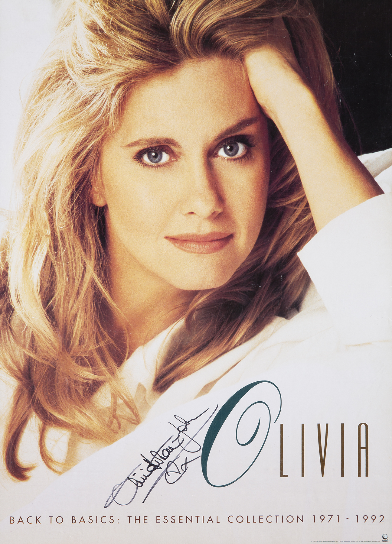 OLIVIA NEWTON-JOHN BACK TO BASICS SIGNED POSTER AND PROMOTIONAL IMAGE