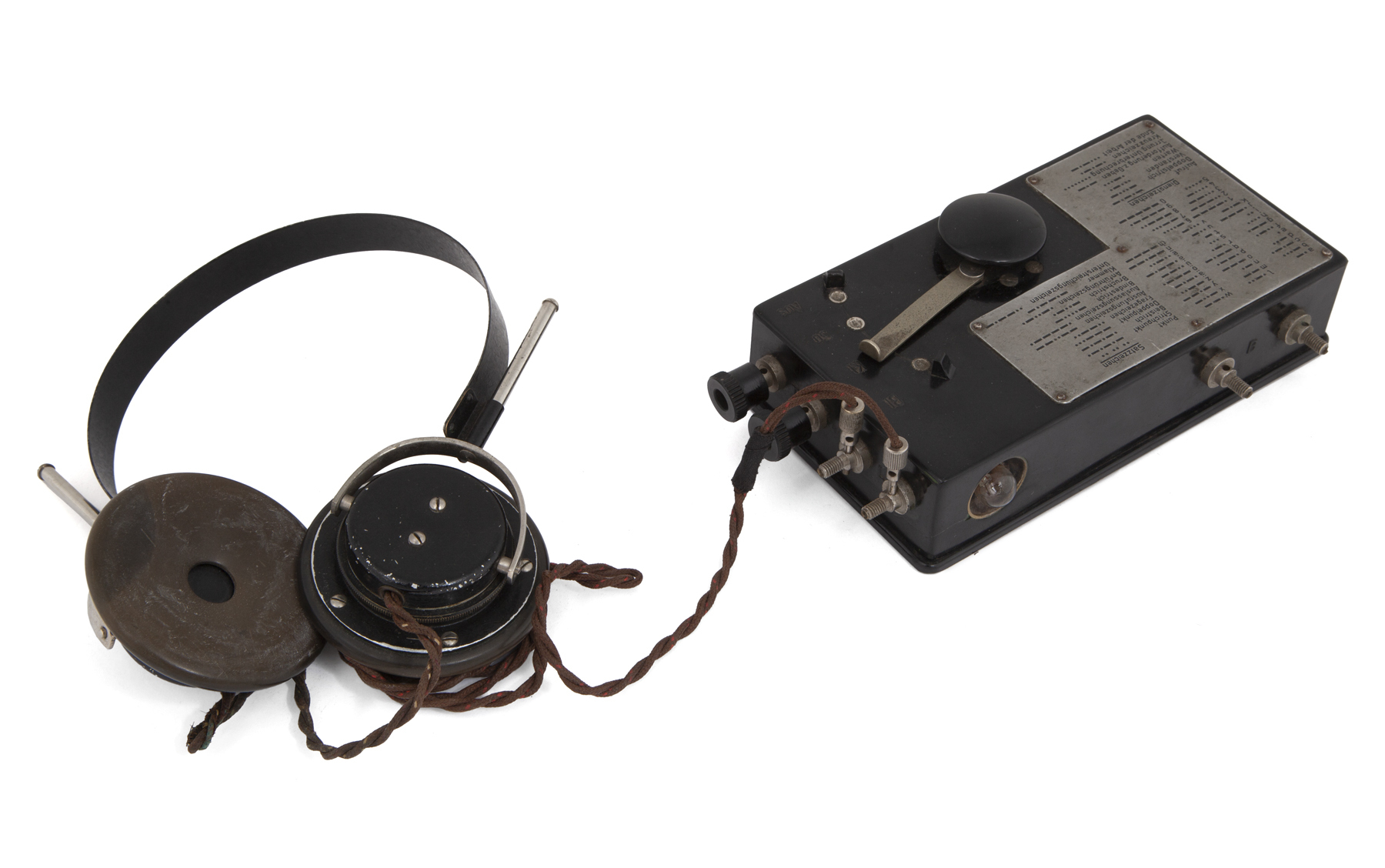 GERMAN NAZI WWII MORSE CODE TRANSMITTER WITH HEADPHONES