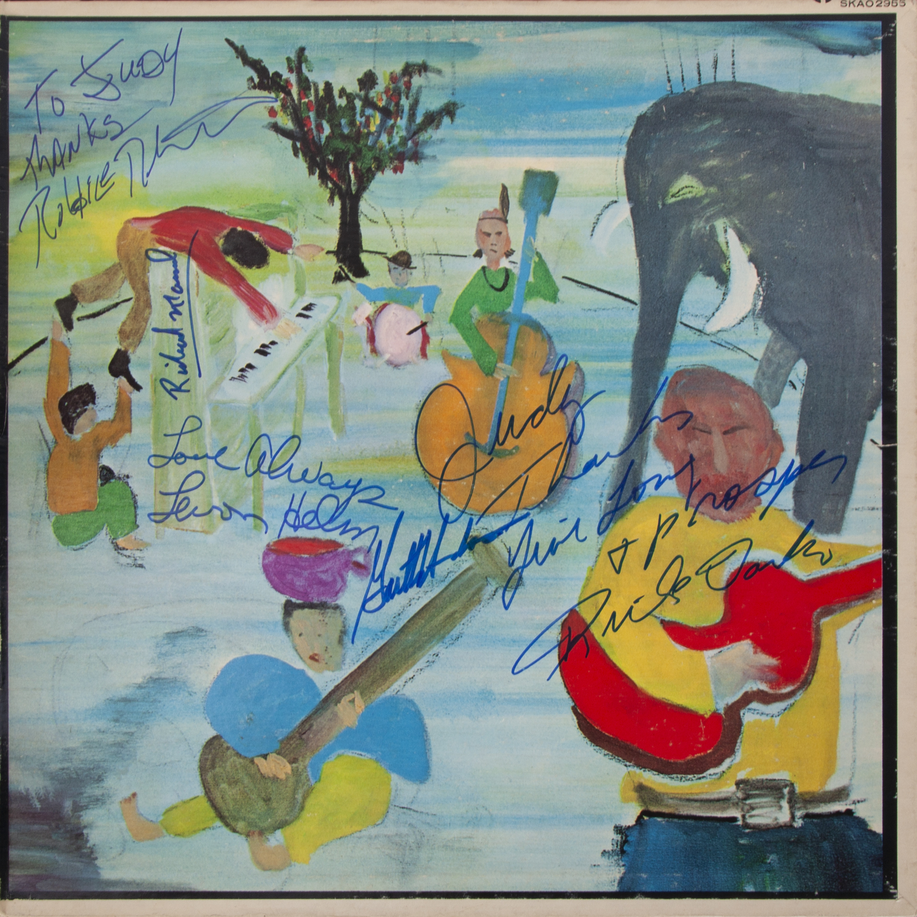 THE BAND SIGNED MUSIC FROM THE BIG PINK RECORD ALBUM SLEEVE