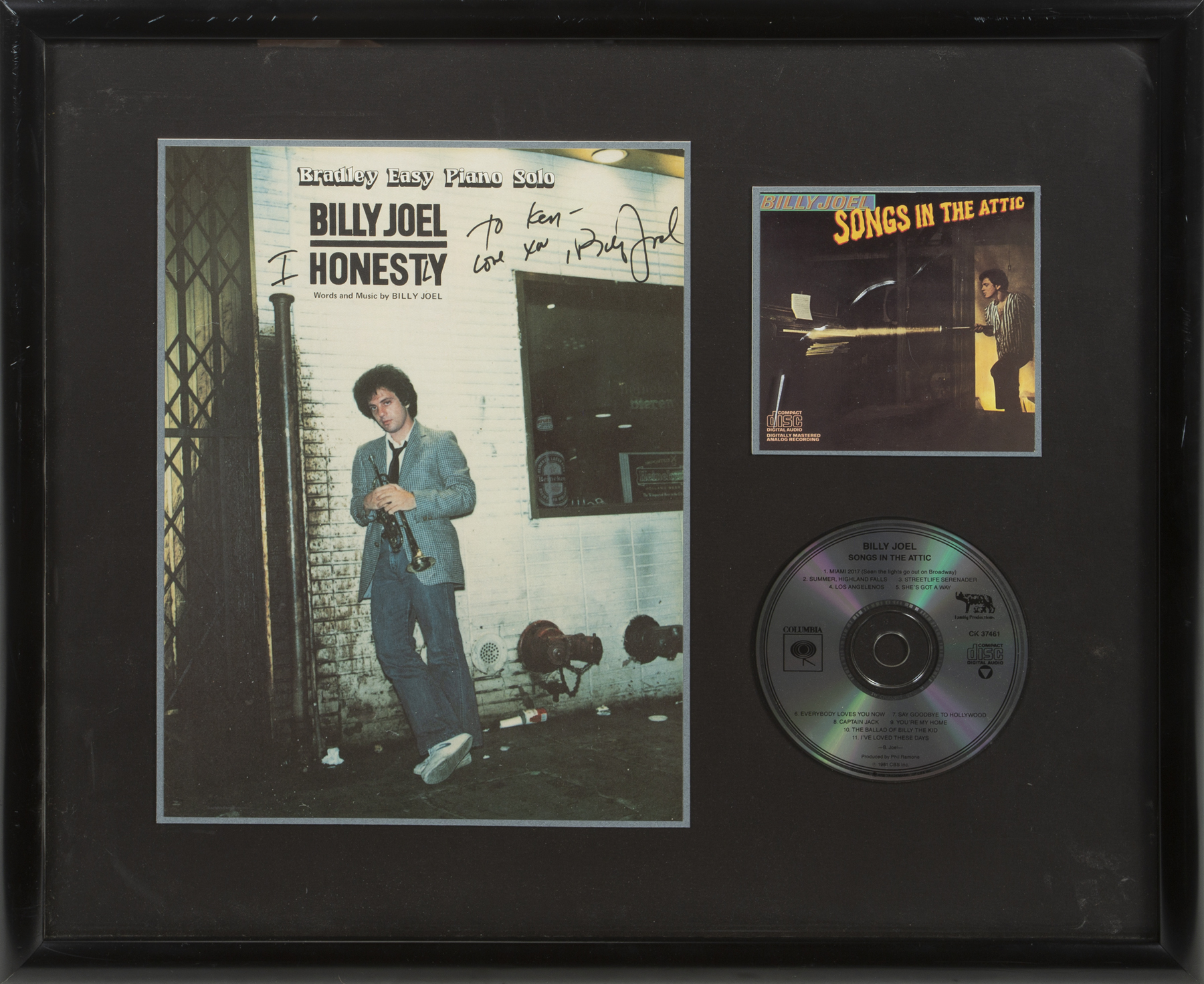 BILLY JOEL SIGNED AND INSCRIBED IMAGE
