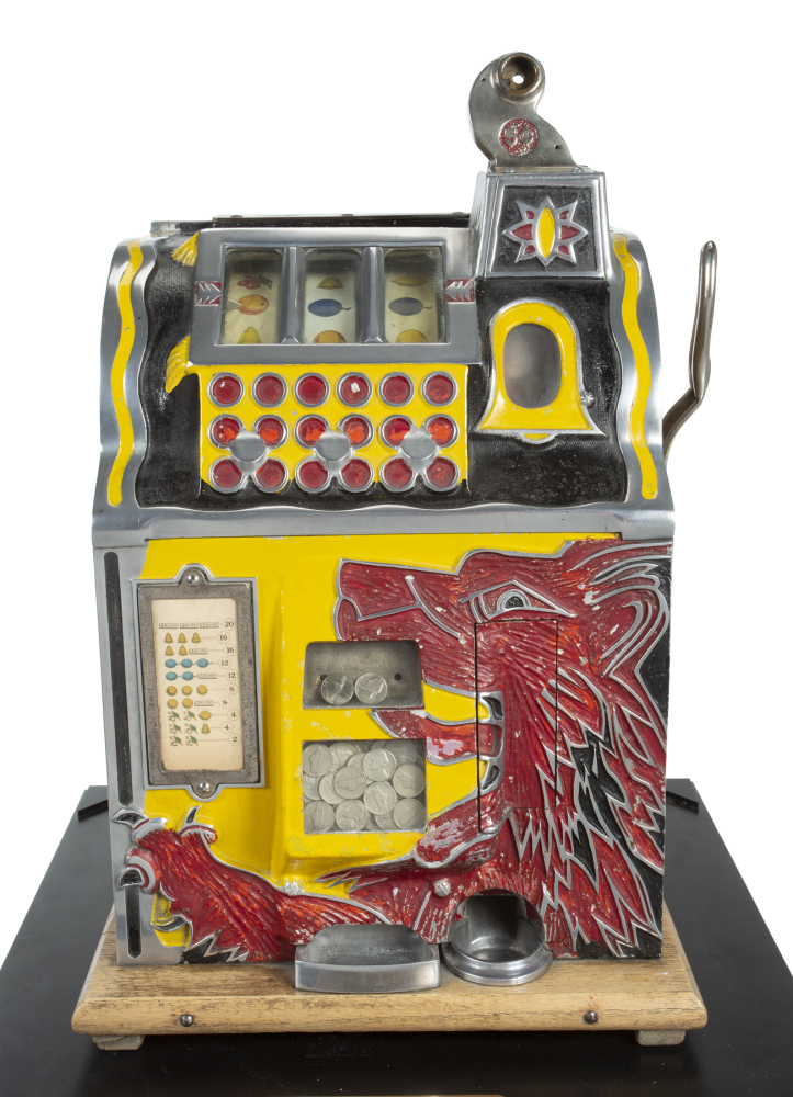 Lies of P サイン入り 鉄製モナドのランプ ジミニー 当選品 1935 MILLS WOLF HEAD MECHANICAL 5-CENT SLOT MACHINE
