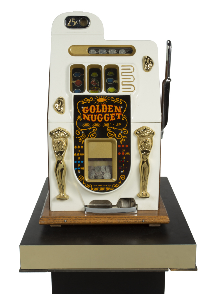1940S MILLS MECHANICAL 25-CENT SLOT MACHINE FROM GOLDEN NUGGET (WHITE)