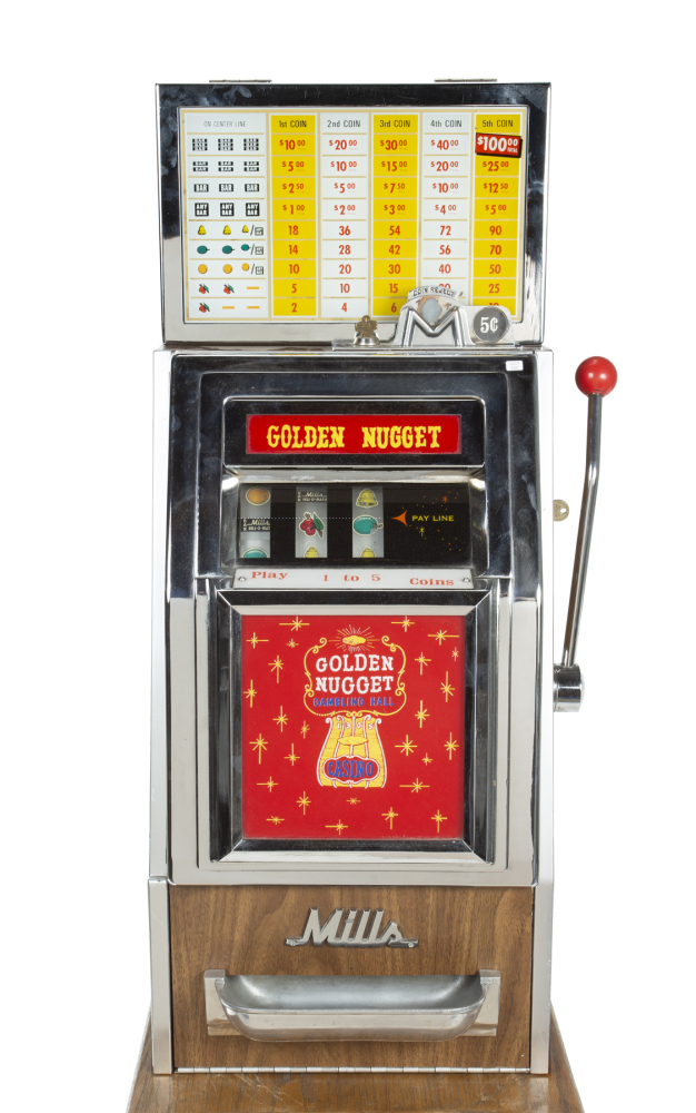 1970 MILLS ELECTRO-MECHANICAL 5-CENT SLOT MACHINE FROM THE GOLDEN