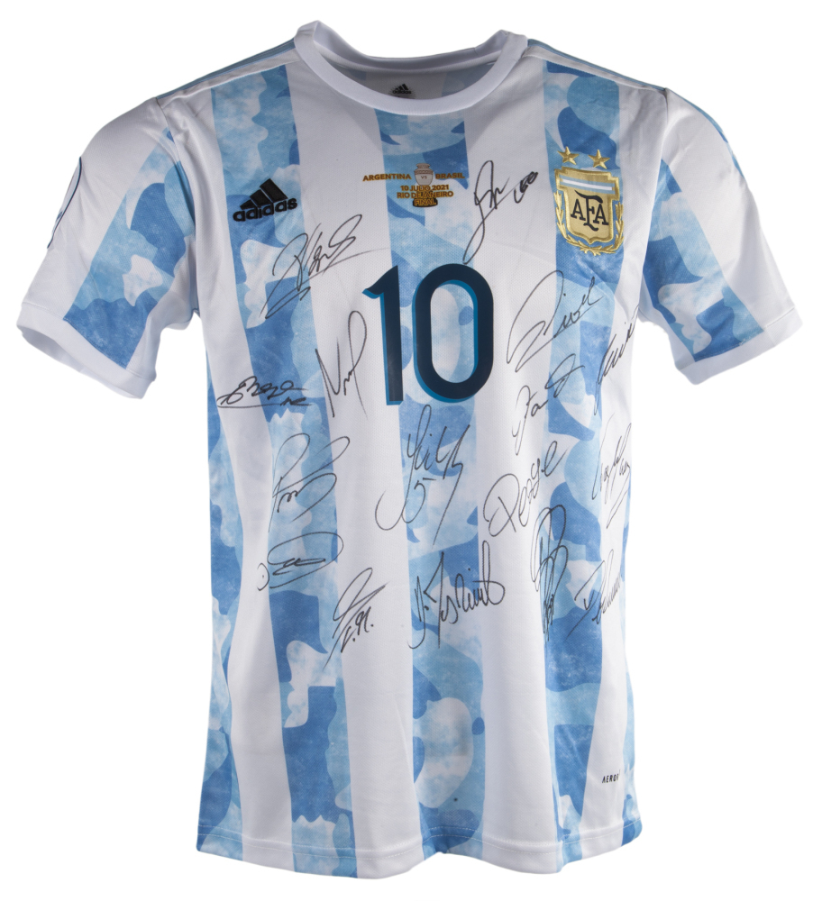 LIONEL MESSI SIGNED 2021 COPA AMERICA FINAL ARGENTINA SHIRT (FULL