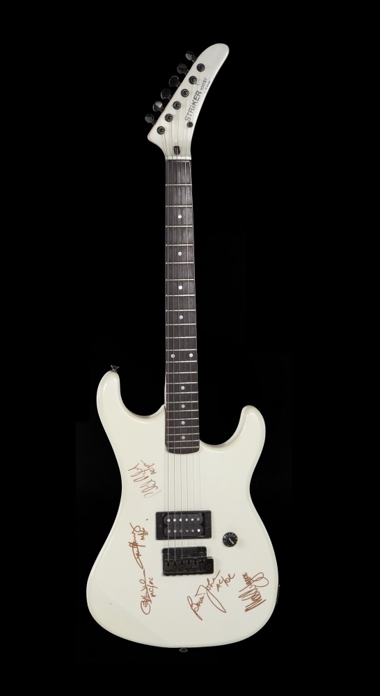 AC/DC: BAND MEMBER SIGNED KRAMER STRIKER 100ST ELECTRIC GUITAR •