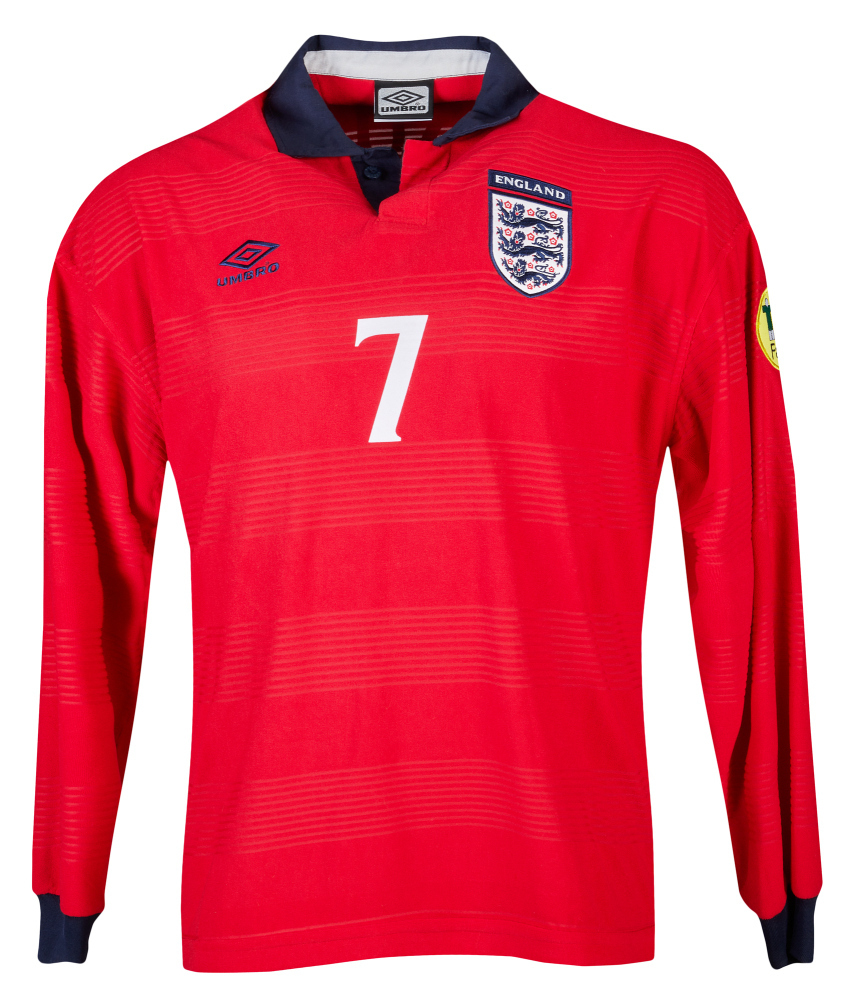 DAVID BECKHAM UEFA EURO 2000 MATCH ISSUED ENGLAND JERSEY