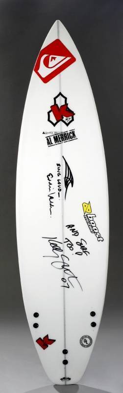 KELLY SLATER USED AND SIGNED SURFBOARD