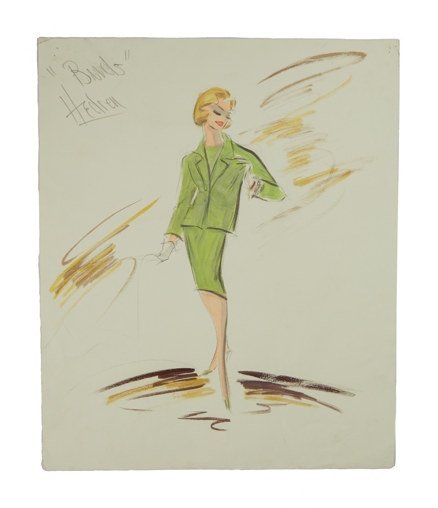 tippi hedren green dress Before there was Dakota Johnson, there was her grandmother Tippi Hedren, the ultimate Hitchcock blonde in that pale green suit. , From Natalie Portmans emerald French hood in The Other Boleyn Girl