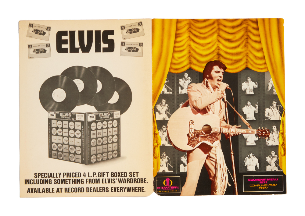 ELVIS PRESLEY: 1971 INTERNATIONAL HILTON HOTEL SOUVENIR MENU