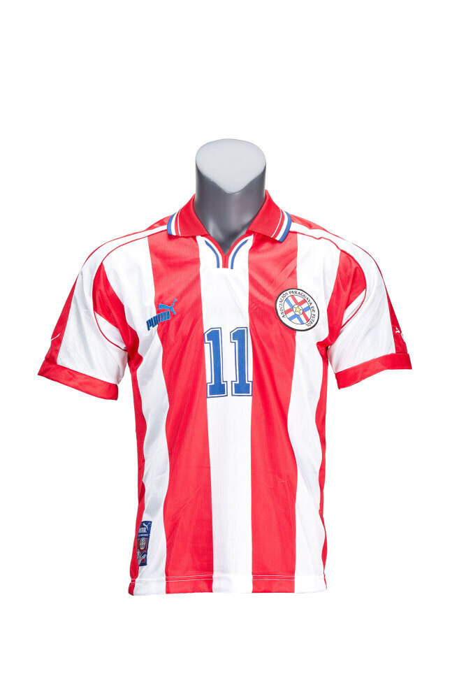 JORGE CAMPOS: 2002 WORLD CUP QUALIFIERS MATCH-WORN PARAGUAY JERSEY