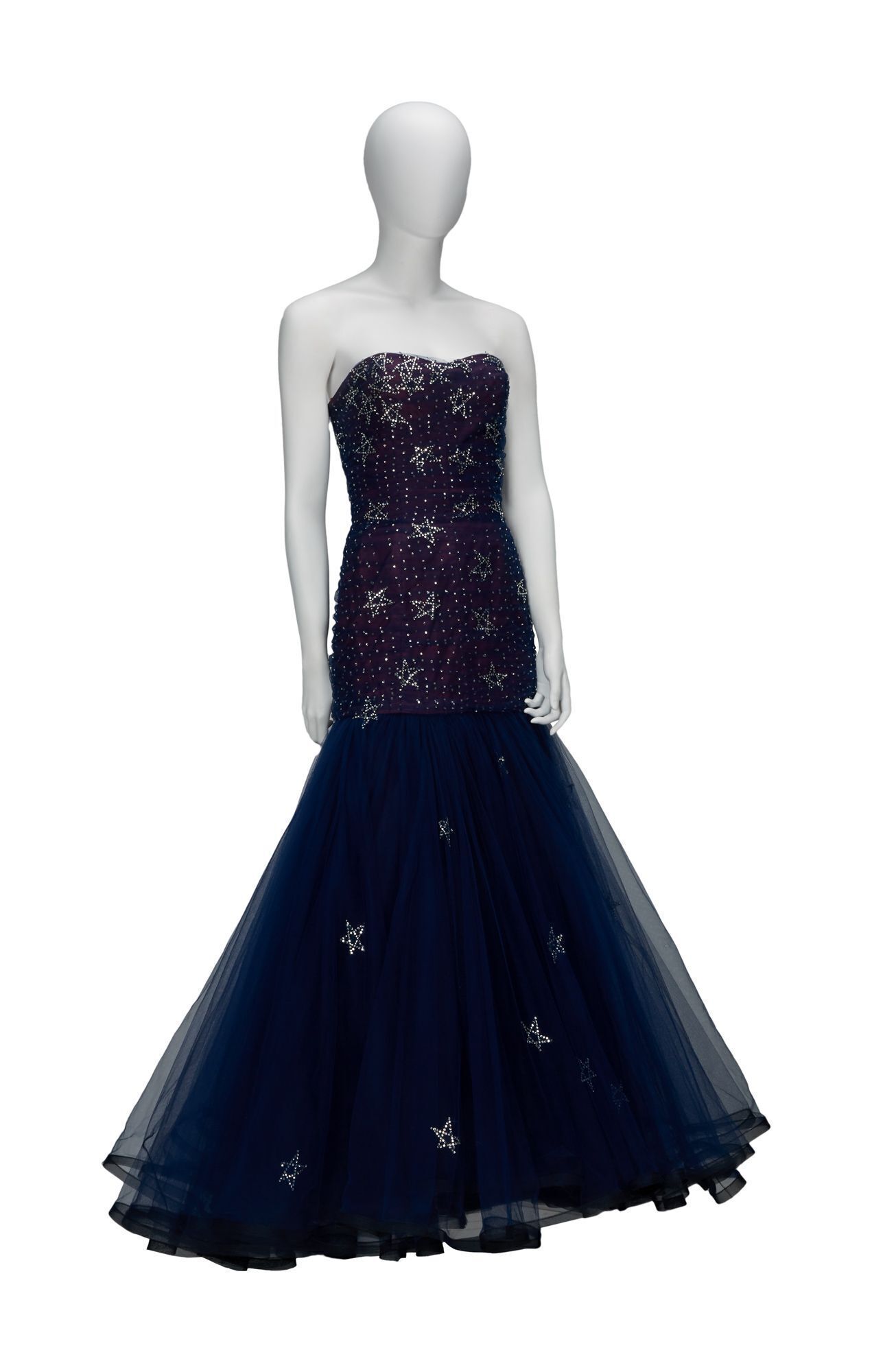 strapless open back dress Princess Diana Inspired Dark Navy Blue Lace Velvet Celebrity Evening D –  LausenCrafts