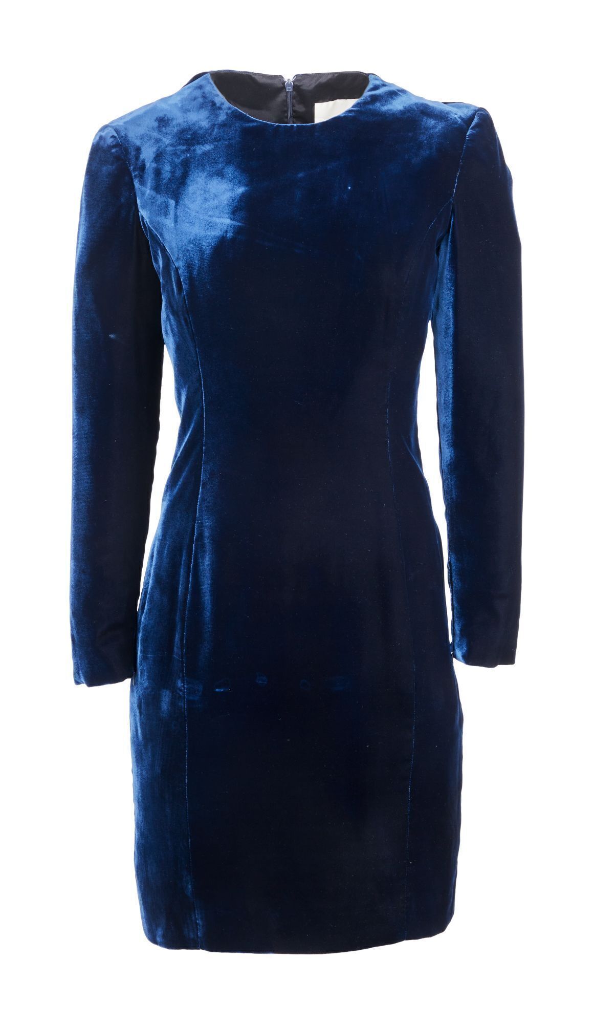 Princess Diana | Catherine Walker Navy Blue Silk Velvet Cocktail Dress