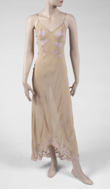 white dress slips Petite Plume Women's Silk Lace Slip Dress in White M