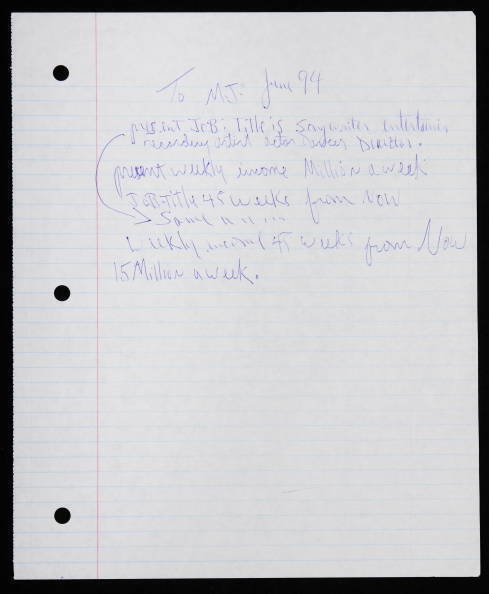 MICHAEL JACKSON NOTE TO HIMSELF