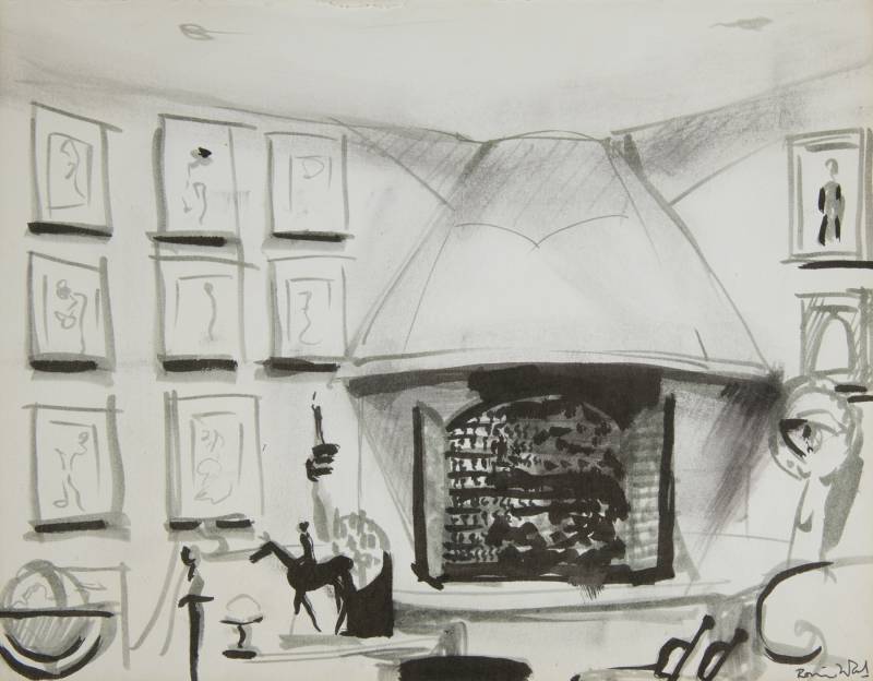 RONNIE WOOD SKETCH OF HOLMWOOD INTERIOR