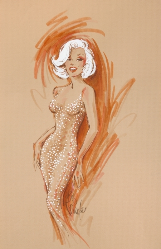 BOB MACKIE MARILYN MONROE JFK GOWN SKETCH BOB MACKIE MARILYN MONROE JFK GOWN SKETCH