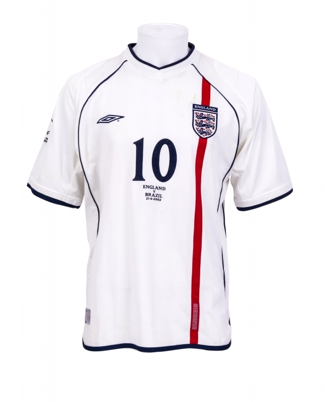 MICHAEL OWEN 2002 FIFA WORLD CUP ENGLAND MATCH WORN JERSEY WITH