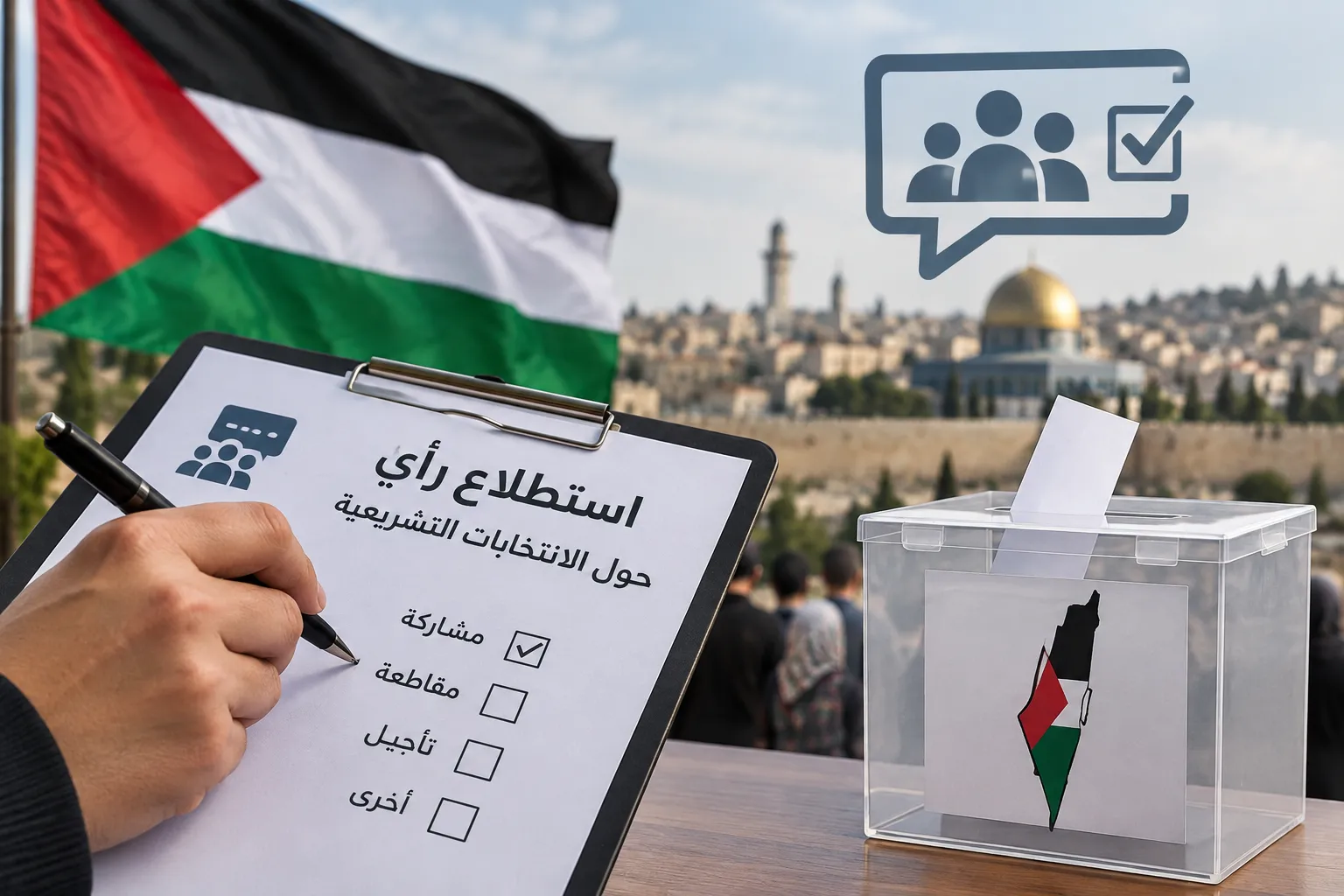 استطلاع: 57.4% من الفلسطينيين يعتزمون المشاركة في الانتخابات المقبلة