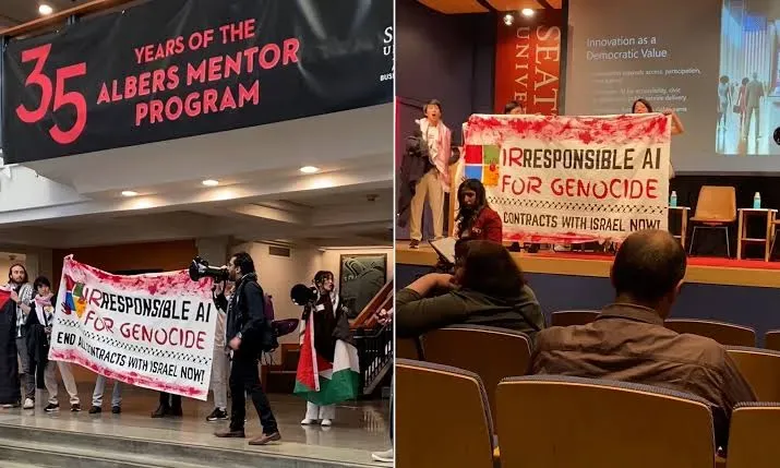 Activists disrupt Eric Schmidt event over Big Tech complicity