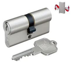 Profil-Doppelzylinder V50 Gleichschließend Not- und Gefahrenfunktion Messing matt vernickelt 4026434174472