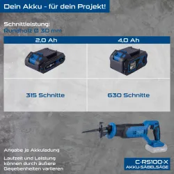 Akku-Säbelsäge C-RS100-X Scheppach 1618 408