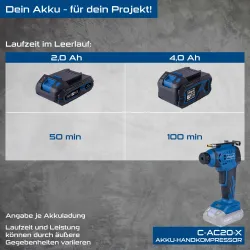Akku Hand Kompressor C-AC20-X Scheppach 20V 2082 505