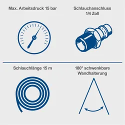 Automatik Druckluft Schlauchtrommel AHR15 Scheppach 27865 8491