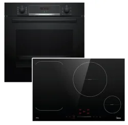 BOSCH Backofen-Set Schnellaufheizung Teleskopauszug + Midea 4262429942705