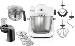 BOSCH Küchenmaschine Serie 6 MUMS6EW24D Weiß mit Durchlaufschnitzler 4242005424986
