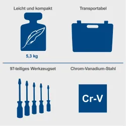 Werkzeugkoffer WZK120 Scheppach gefüllt 2624 625