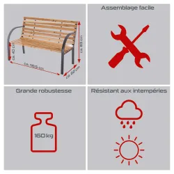 Gartenbank PX-GB-1 Practixx Holz-Anthrazit 2-Sitzer 20444 6134