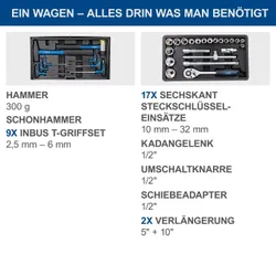 Werkstattwagen TW1200 scheppach 2in1 abnehmbare Werkzeugkiste fahrbar 36642 11079