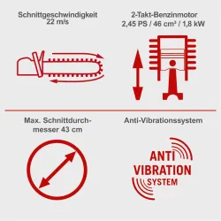 Benzin-Kettensäge PCS46 Scheppach 4046664221630