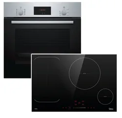 BOSCH Backofen-Set Edelstahl Teleskopauszug + Midea 4262429942682