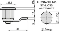 Hebelschloss HS 341 Gleichschließend für BASI Briefkästen mit Mutter 4026434112481