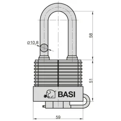 BASI Vorhängeschloss Outdoor-Schloss hoher Bügel 12948 3283